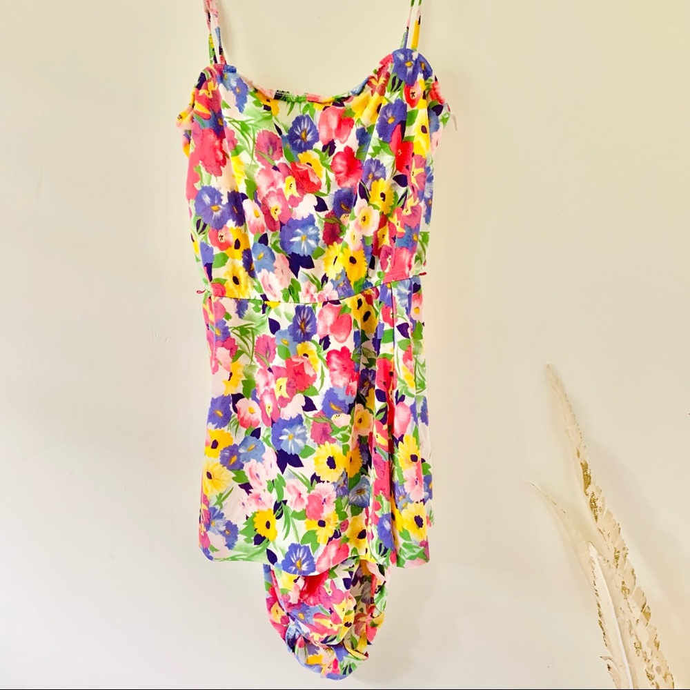 Vintage Elisabeth Stewart Floral 2 Pc Swim Babydoll Dress